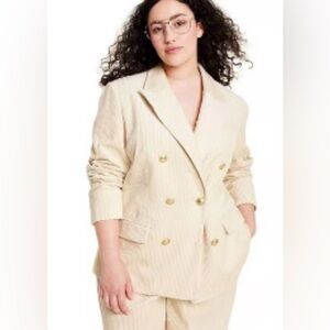 Women's Cream Double-Breasted Blazer and pants